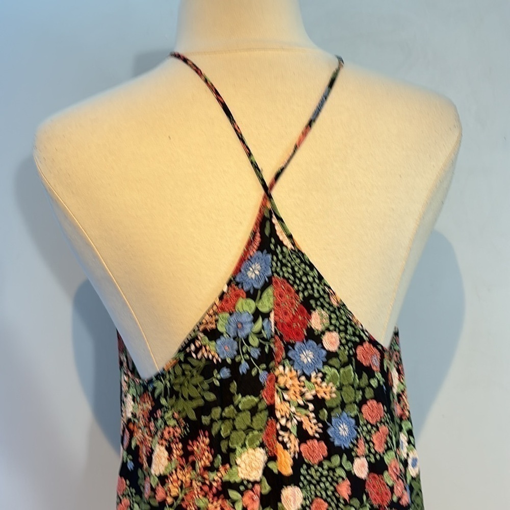 Zara floral skinny strap flowy dress size large - Picture 5 of 9